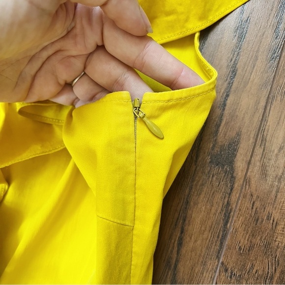 Kate Spade • Poplin Ruffle Tiered Dress mustard yellow gold cotton maxi midi - Picture 6 of 14